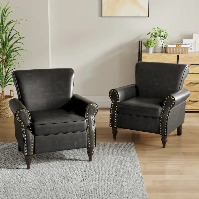Fauteuil accent cuir synthétique avec 2 clous décoratifs
