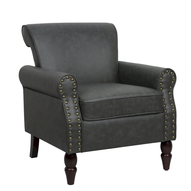 Fauteuil accent cuir synthétique avec 2 clous décoratifs
