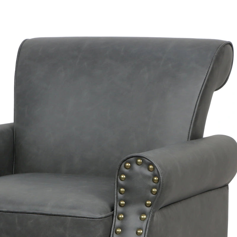 Fauteuil accent cuir synthétique avec 2 clous décoratifs