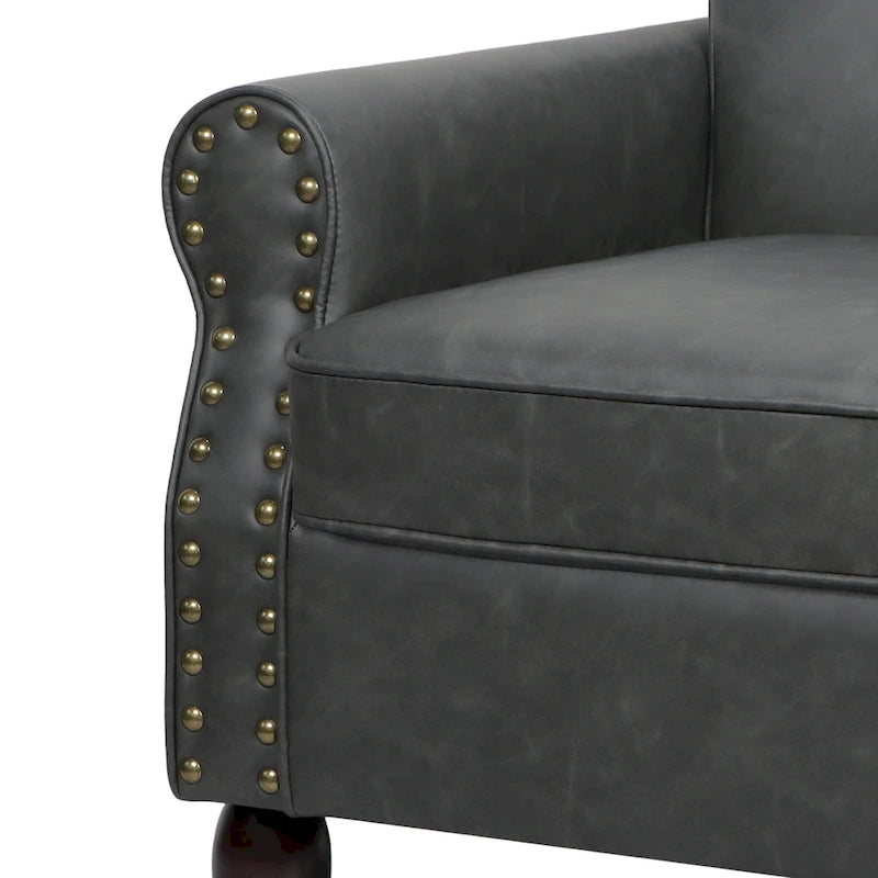 Fauteuil accent cuir synthétique avec 2 clous décoratifs