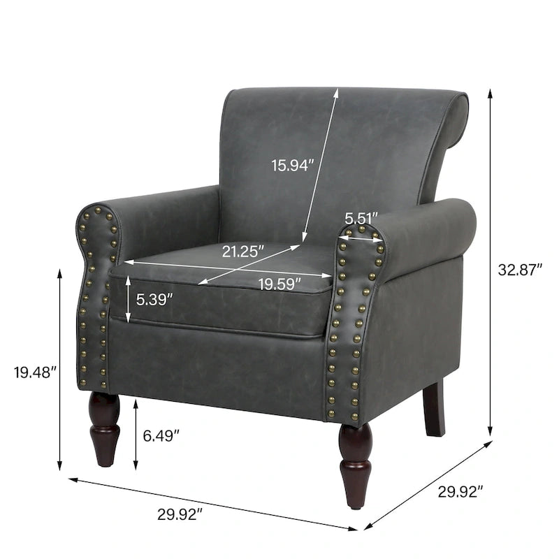 Fauteuil accent cuir synthétique avec 2 clous décoratifs