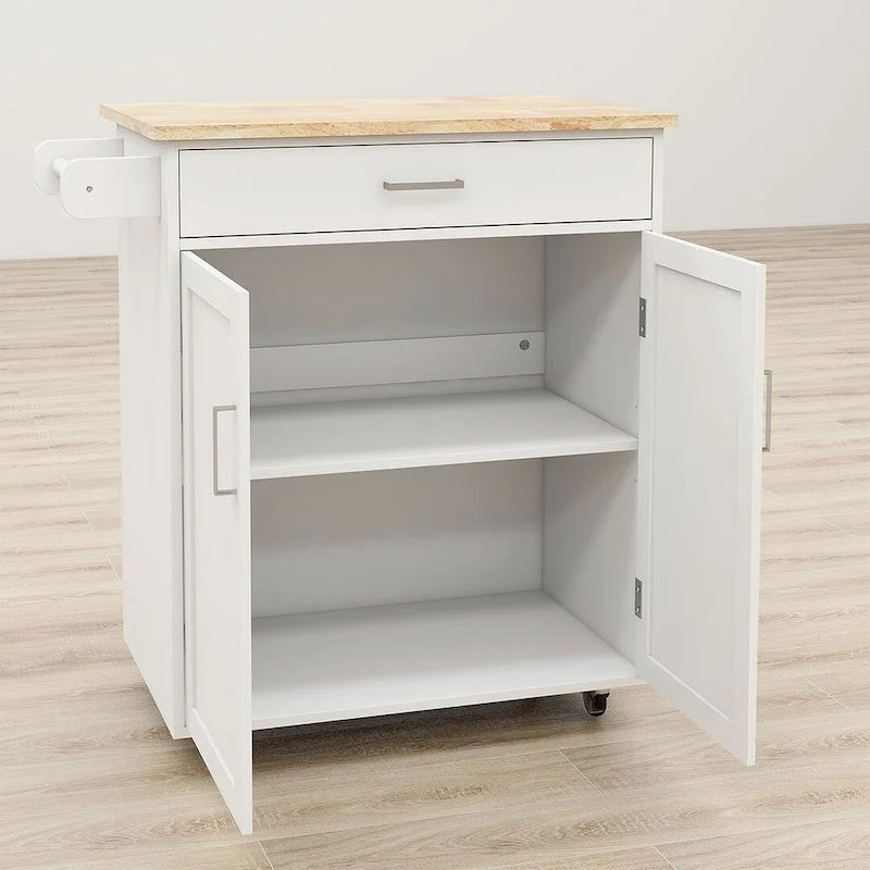 Ilot de cuisine de style moderne avec comptoir en bois d'hévéa
