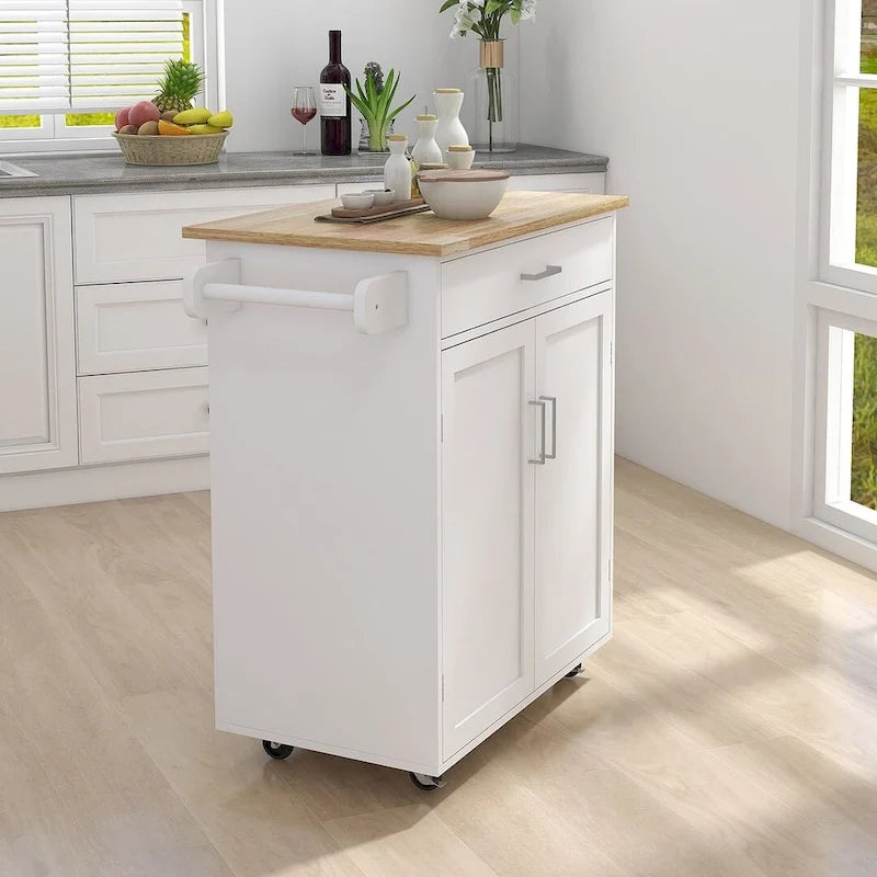 Ilot de cuisine de style moderne avec comptoir en bois d'hévéa