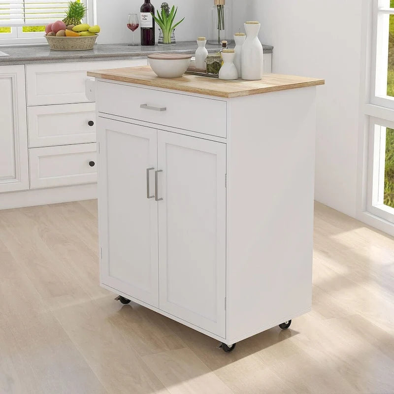 Ilot de cuisine de style moderne avec comptoir en bois d'hévéa
