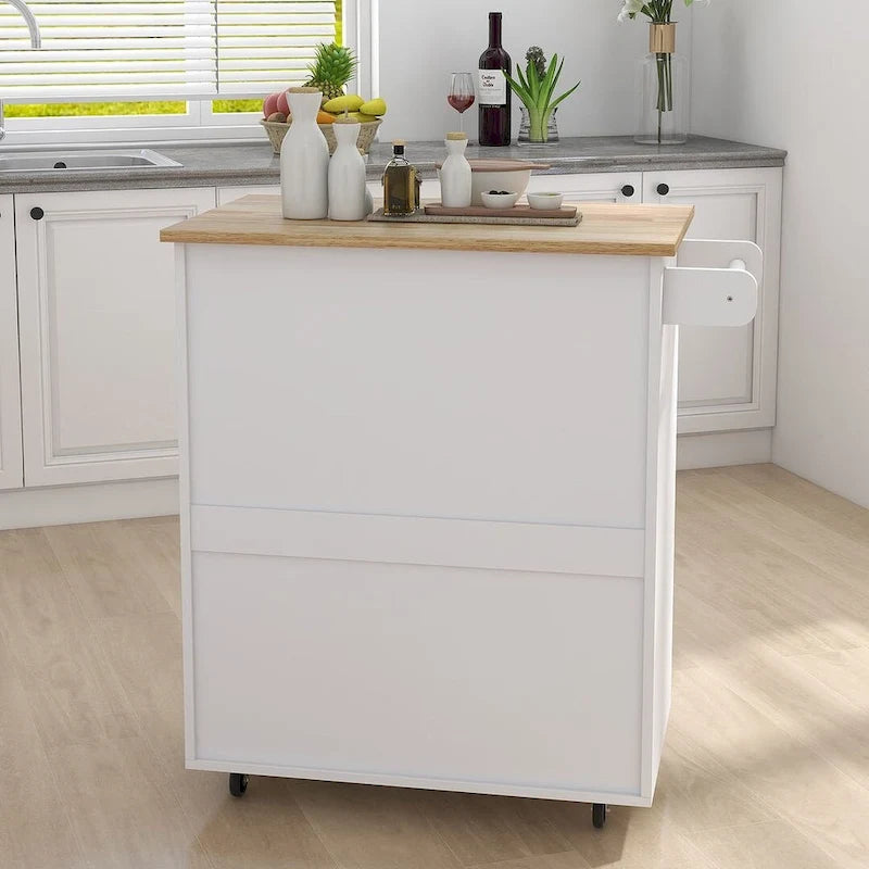 Ilot de cuisine de style moderne avec comptoir en bois d'hévéa