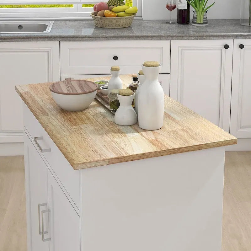 Ilot de cuisine de style moderne avec comptoir en bois d'hévéa