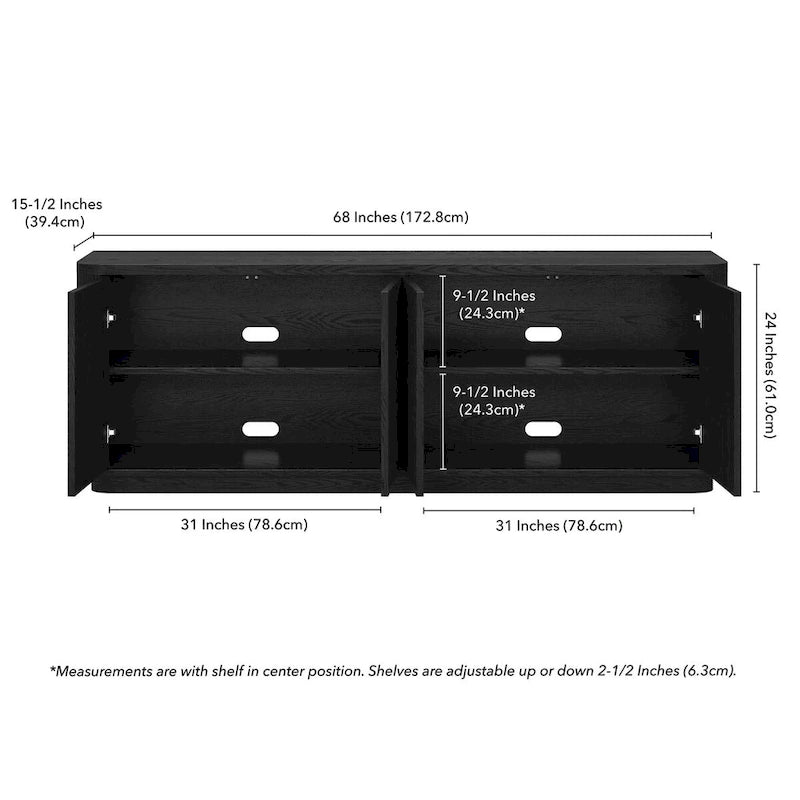 Meuble TV rectangulaire pour téléviseurs jusqu'à 75 po - 68 po de large