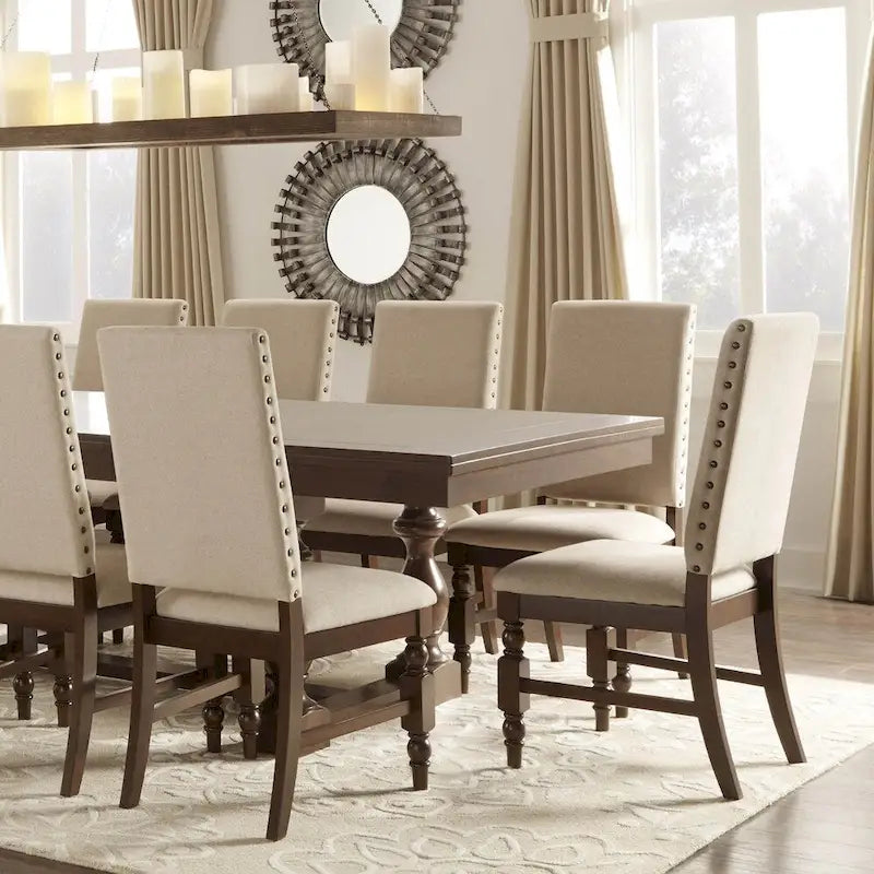 Chaises de salle à manger capitonnées avec garniture cloutée (lot de 2)