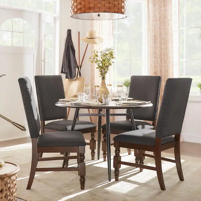 Chaises de salle à manger capitonnées avec garniture cloutée (lot de 2)