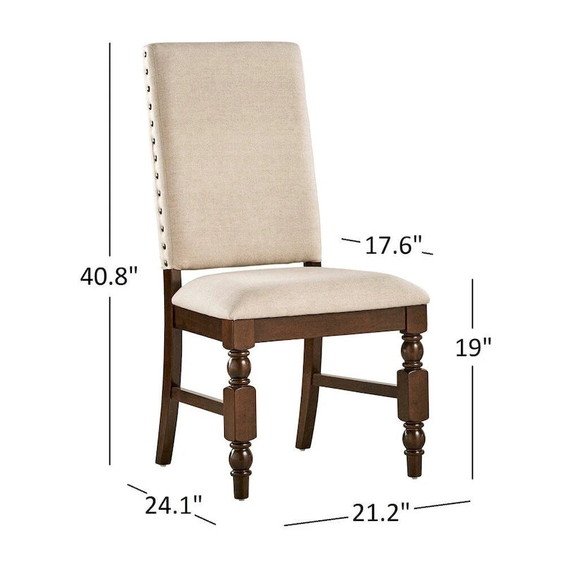 Chaises de salle à manger capitonnées avec garniture cloutée (lot de 2)
