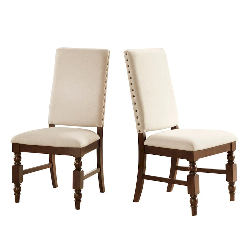 Chaises de salle à manger capitonnées avec garniture cloutée (lot de 2)