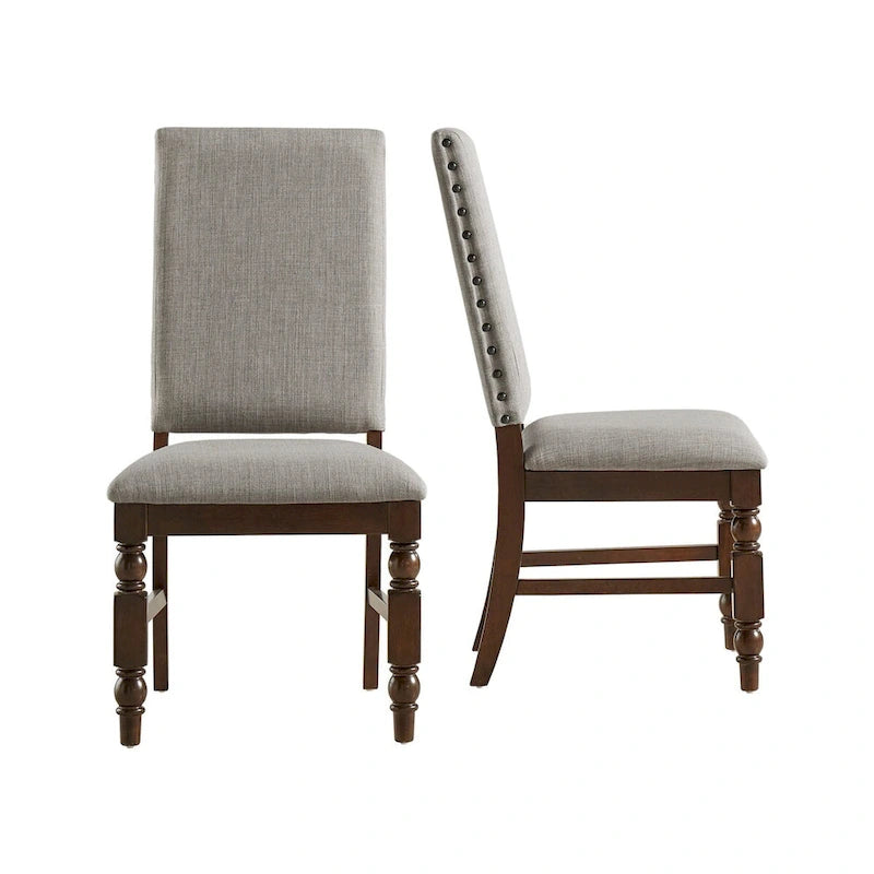 Chaises de salle à manger capitonnées avec garniture cloutée (lot de 2)