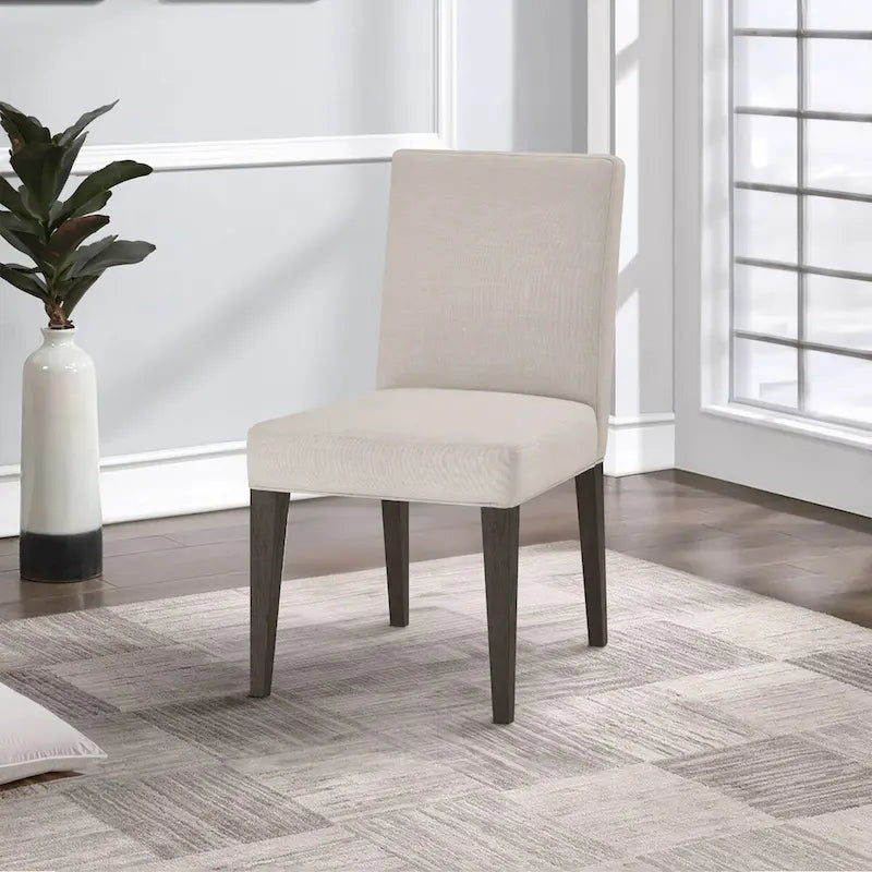 Chaises de salle à manger style moderne 19 pouces, hévéa, lot de 2, gris clair