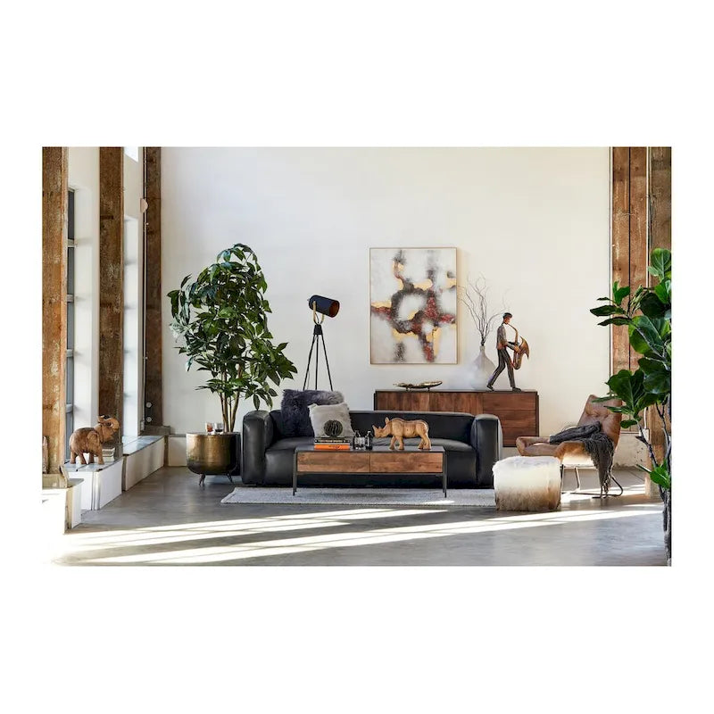 Table d'appoint en aluminium de style tambour rustique