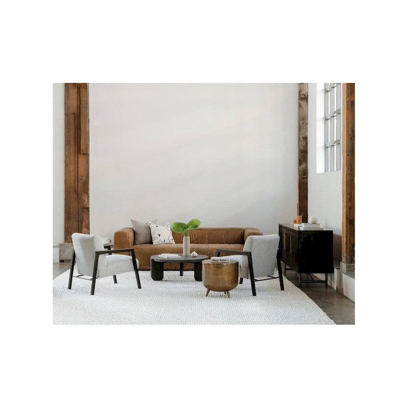 Table d'appoint en aluminium de style tambour rustique