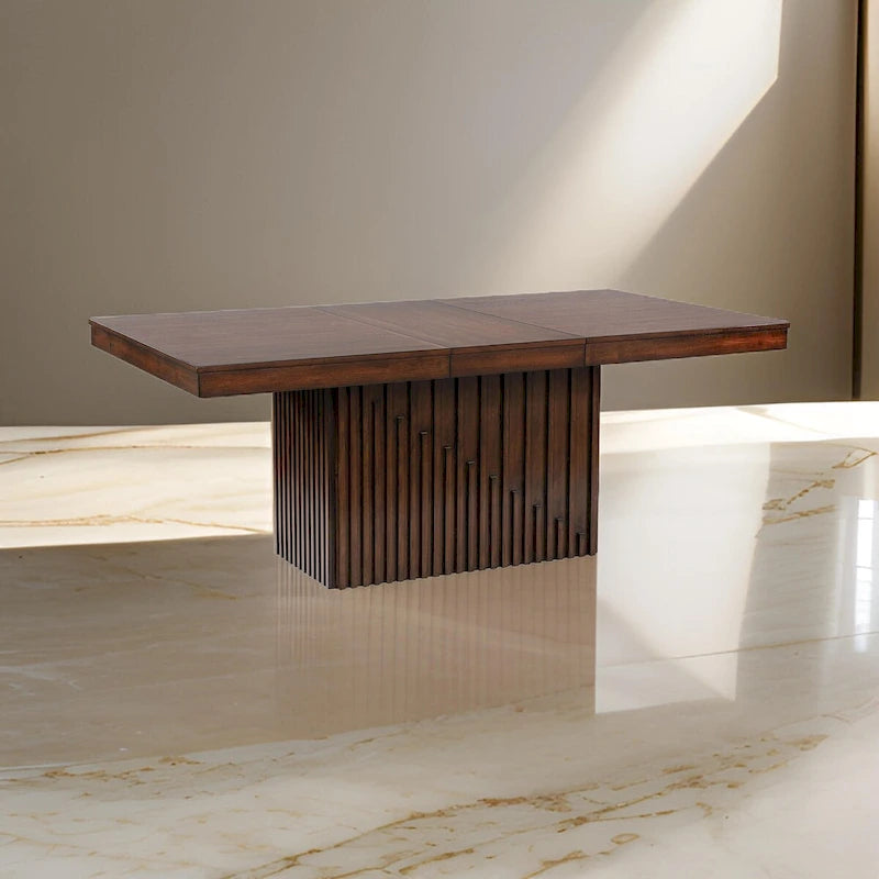 Table à manger rectangulaire détachable et extensible — Marron